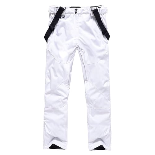 ALSOGO Herren Ski Bib Hose wasserdichte Winddichte Schneehose Outdoor Hose Snowboard Lätzchen mit Abnehmbarem Riemen White XL von ALSOGO