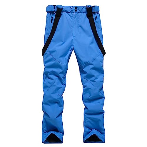 ALSOGO Skihose Herren wasserdichte Professionelle Schneehose Winddichte Hosenträgerhose Winter Outdoor Regenhose Warme Bib Snowboard Softshellhose mit abnehmbaren Trägern OverallBlau L von ALSOGO