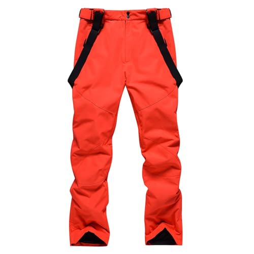ALSOGO Herren Ski Bib Hose wasserdichte Winddichte Schneehose Outdoor Hose Snowboard Lätzchen mit Abnehmbarem Riemen Orange M von ALSOGO