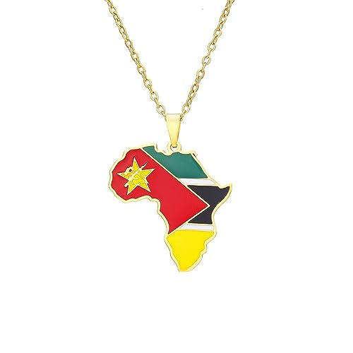 ALTCIRNMD Mosambik Karte Flagge Anhänger Halsketten Schmuck Mosambik Schmuck Mosambik Karten Patriotisches Accessoire Ethnisch Patriotisch Ornament Charm Schmuck,Gelb,Wie Gezeigt von ALTCIRNMD