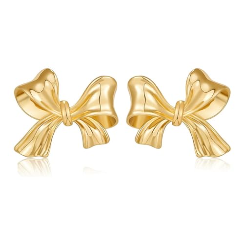 ALTCIRNMD Ohrringe Damen,Glänzende Schleife Hypoallergen Ohrstecker Ohrringe Exquisiter Schmuck Für Frauen Dame Mädchen Valentinstag Geschenke (Gold-B) von ALTCIRNMD