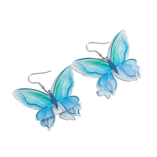 Acryl Blau Transparent Schmetterling Ohrringe Fantasie Blauer Schmetterling Baumeln Tropfen Schmuck Für Frauen Mädchen Niedliche Einzigartige Party Urlaub Reise Ohrring Geschenk von ALTCIRNMD