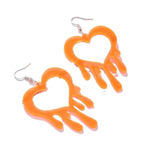 Acryl-Herz-Statement-Ohrringe, Schmuck, Trend-Herz-Acryl-Ohrring, Farb-Statement-Ohrringe, Klare Tropfenohrringe Für Frauen Und Mädchen, Orange von ALTCIRNMD