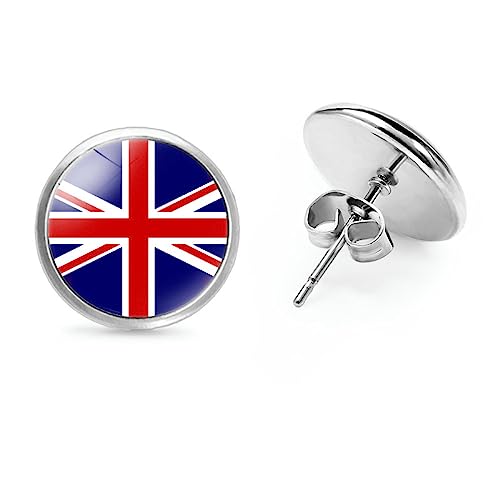 Europäische Schöne Union Jack-Ohrstecker,Runde Piercing-Ohrstecker,Modische Party,Damendekorationen,Hochzeitsfeier,Schmuck,Geschenk,Jahrestag,Geburtstag,Bild,12Mm von ALTCIRNMD