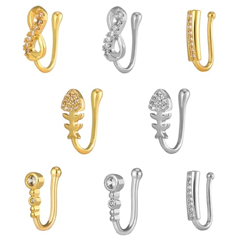 Gefälschte Nasenringe Set - Nasenmanschetten Gefälschte Septum-Nasenringe Reifen Eingelegter Cz Kristall Nicht Piercing Clip On Nasenring Für Frauen Afrikanische Nasenmanschette Faux Piercing Gefälschte Nasenringe Set - Nasenmanschetten Gefälschte Septum-Nasenringe Reifen Eingelegter Cz Kristall Nicht Piercing Clip On Nasenring Für Frauen Afrikanische Nasenmanschette Faux Piercing von ALTCIRNMD