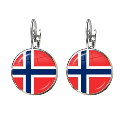 Kartenohrringe Für Frauen Und Mädchen – Kreative Ohrringe Mit Norwegischer Flagge, Runde Glasohrringe, Geschenkschmuck, Ethnische Traditionelle Ornamente, Hip-Hop-Tropfenohrringe, Party-Geschenk, von ALTCIRNMD