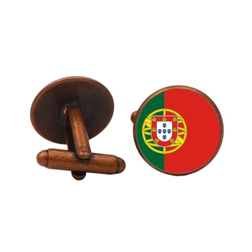 Manschettenknöpfe Mit Portugal-Flagge Für Herren – Personalisierte Portugiesische Flagge,Kunst,Neuheit,Runde Manschettenknöpfe Aus Glas,Kreatives Patriotisches Jubiläums-Schmuckzubehör Für von ALTCIRNMD