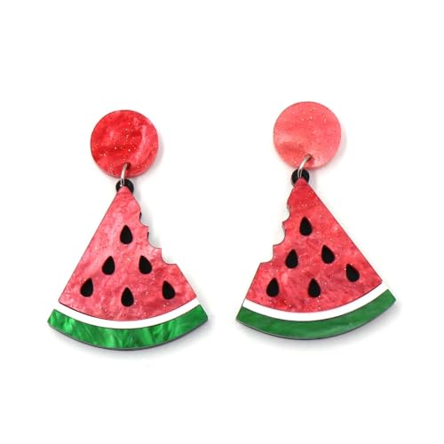 Niedliche Frucht-Wassermelonen-Acryl-Ohrringe Für Frauen, Wassermelonen-Tropfen-Ohrstecker, Schmuck Für Mädchen, Statement, Schöne, Lebensechte Ohrringe, Party-Geschenke von ALTCIRNMD