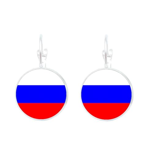 Ohrhänger Mit Russland-Flagge – Rundes Charm-Design Mit Baumelnder Flagge,Streifenmuster-Ohrstecker,Ornament,Hip-Hop-Ohrhänger Mit Russischer Flagge,Schmuck Für Damen,2,8 Cm × 1,5 Cm von ALTCIRNMD