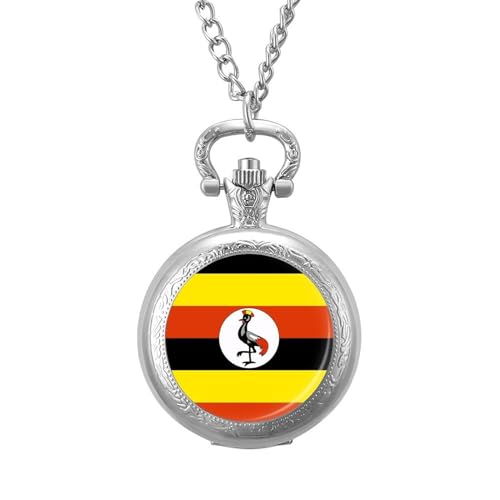 Retro/Vintage Mechanische Taschenuhr,Personalisiertes Gestreiftes Amsel-Uganda-Flaggen-Design,Runde Anhänger-Halskette Für Männer Und Frauen – Geschenk Zum Geburtstag,Jahrestag,Weihnachten,Va von ALTCIRNMD