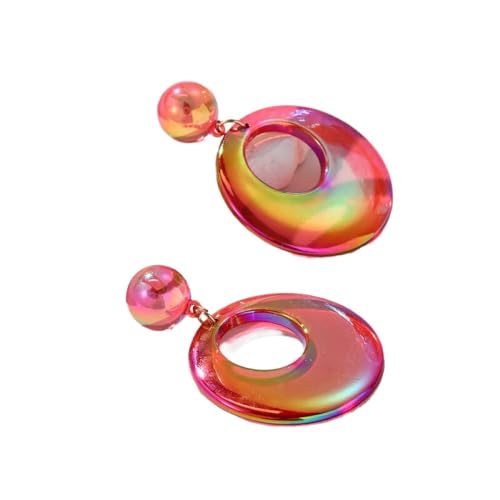 Trendy Große Runde Tropfenohrringe Für Frauen Aussage Bunte Laser Hängende Creolen Für Grils Party Punk Schmuck Geschenke Für Party Urlaub,Rot von ALTCIRNMD