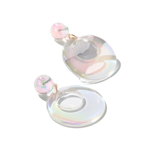 Trendy Große Runde Tropfenohrringe Für Frauen Aussage Bunte Laser Hängende Creolen Für Grils Party Punk Schmuck Geschenke Für Party Urlaub,Weiß von ALTCIRNMD