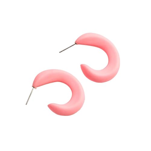 Unregelmäßige C-Förmige Geometrische Ohrstecker, Acryl, Mehrfarbige Creolen Für Frauen Und Mädchen, Leichter Schmuck, Niedlicher Schmuck, Geschenke, Party, Urlaub, Pink von ALTCIRNMD