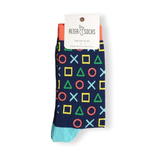 Socken berühmten Motiven, Gemälden & Personen - Unisex Mann Frau/Größe 36 – 45 / Strümpfe Socks Socke Strumpf Hipster Malerei lustig witzig (Baumwolle, Kreuz Kreis Rechteck) von ALTER SOCKS