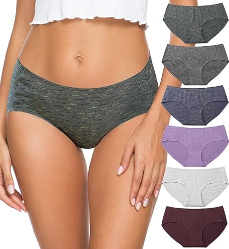 ALTHEANRAY Baumwoll Unterwäsche Damen Seamless Slips Damen Hipster Unterhosen Für Frauen Pantys Damen Mehrpack(EU3028M-Stripe3) von ALTHEANRAY