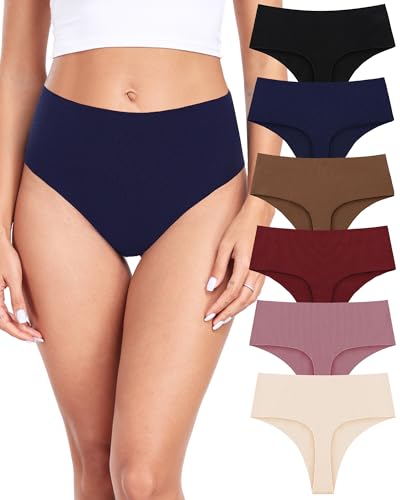 ALTHEANRAY Tanga Damen Unterhosen Baumwolle Nahtlose String High Waist Unterwäsche Frauen Seamless Slip Damen Thong 6er Mehrpack（EU837L-Mix Color） von ALTHEANRAY