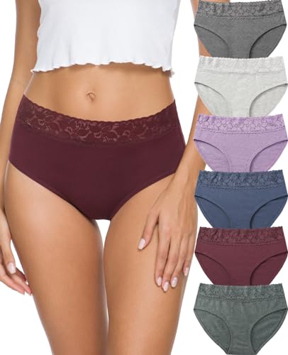 ALTHEANRAY Unterhosen Damen Baumwolle unterwäsche Frauen Slips Damen Spitze Hipster Atmungsaktiv Damen-Unterhosen Mehrpack Weiche Stretch Bequeme 6er Pack(EU3020L-Solid LP) von ALTHEANRAY