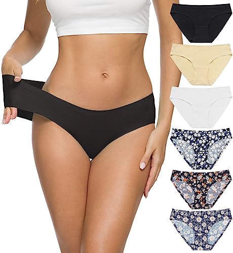 ALTHEANRAY Unterhosen Damen Seamless Slips unterwäsche Frauen Nahtlose Damen-Unterhosen Panties Hipsters für Damen 6er Pack(EU3081L-3 Flowers) von ALTHEANRAY