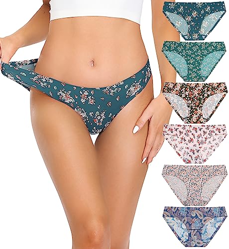 ALTHEANRAY Unterhosen Damen Seamless Slips unterwäsche Frauen Nahtlose Damen-Unterhosen Panties Hipsters für Damen 6er Pack(EU3081L-all Flowers) von ALTHEANRAY