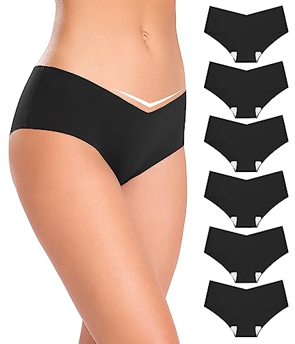 ALTHEANRAY Unterhosen Damen Unterwäsche Seamless Slips Damenunterwäsche Nahtlose V-Schnitt Hipster Unterwäsche Frauen 6er Pack（EU833L-Black） von ALTHEANRAY