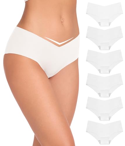 ALTHEANRAY Unterhosen Damen Unterwäsche Seamless Slips Damenunterwäsche Nahtlose V-Schnitt Hipster Unterwäsche Frauen 6er Pack（EU833L-White） von ALTHEANRAY