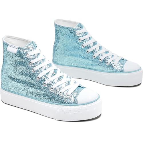 ALTOCIS Glitzernde Plateau-Sneaker, glitzernd, wadenhoch, niedlich, bequem, Plateau-Sneaker, Cyan Glitter, 39.5 EU ALTOCIS Glitzernde Plateau-Sneaker, glitzernd, wadenhoch, niedlich, bequem, Plateau-Sneaker, Cyan Glitter, 39.5 EU von ALTOCIS