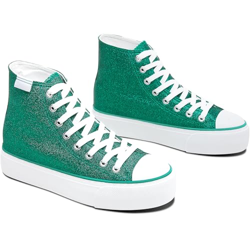 ALTOCIS Glitzernde Plateau-Sneaker, glitzernd, wadenhoch, niedlich, bequem, Plateau-Sneaker, Grüner Glitzer, 38.5 EU ALTOCIS Glitzernde Plateau-Sneaker, glitzernd, wadenhoch, niedlich, bequem, Plateau-Sneaker, Grüner Glitzer, 38.5 EU von ALTOCIS