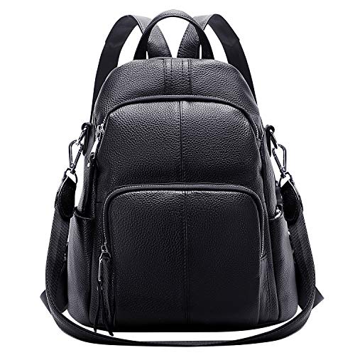 ALTOSY Echtleder Damen Rucksack Tasche Elegant Anti-Diebstahl Tagesrucksack Schultertasche (S81, Schwarz) von ALTOSY