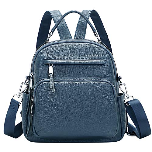 ALTOSY Kleiner Rucksack Handtasche Damen Echt Leder Daypack Umhängetasche (S71, Indigo Blau) von ALTOSY