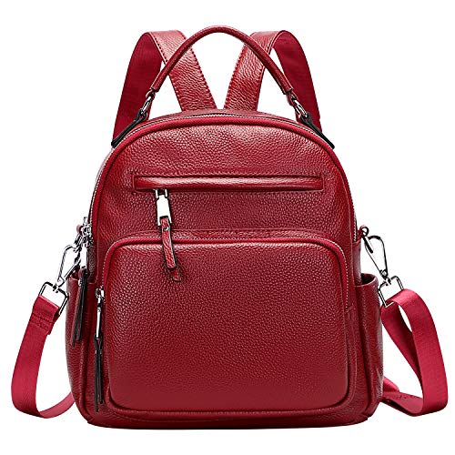 ALTOSY Kleiner Rucksack Handtasche Damen Echt Leder Daypack Umhängetasche (S71, Weinrot)… von ALTOSY