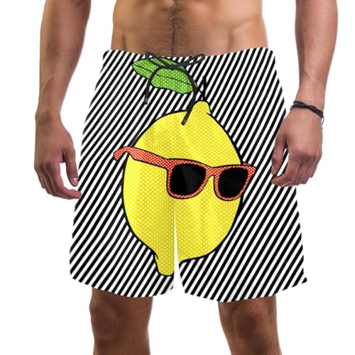 ALTQPG Badehose Herren Zitrone Badeshorts Schnelltrocknend Schwimmhose Boardshorts Mit Kordelzug von ALTQPG