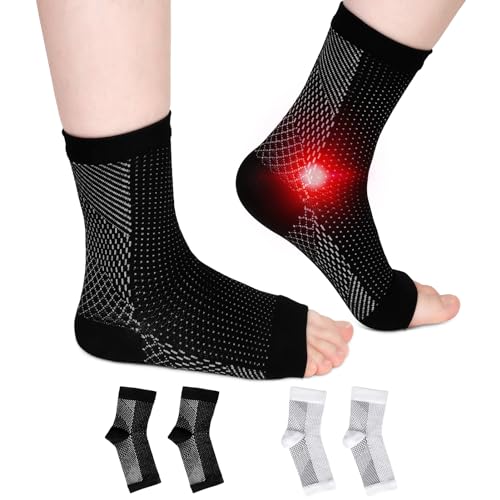 ALTcompluser 2 Paar Orthopädische Kompressionssocken, Neuropathie Socken, Neuropathie Knöchelbandage Socken, Plantarfasziitis Fussbandagen Sprunggelenk Sport Damen Herren(34-39 Schwarz+Weiß) von ALTcompluser