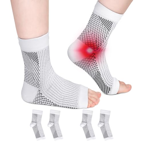 ALTcompluser 2 Paar Orthopädische Kompressionssocken, Neuropathie Socken, Neuropathie Knöchelbandage Socken, Plantarfasziitis Fussbandagen Sprunggelenk Sport Damen Herren(40-46 Weiß) von ALTcompluser