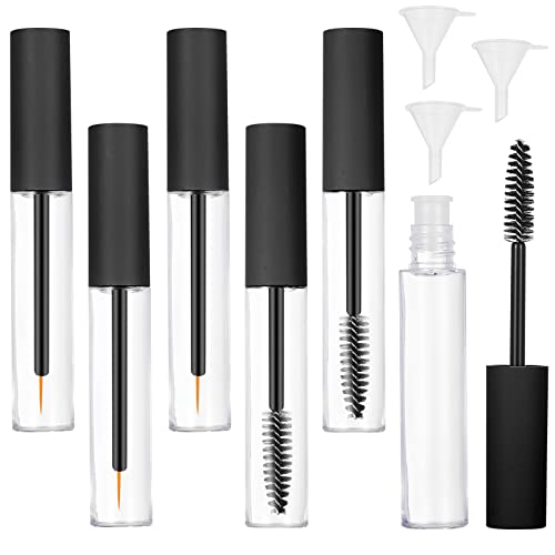 ALTcompluser 6 Stück 10 ml Leere Mascara Tube, Nachfüllbare Eyeliner Container Mit Wimpernstab Und Gummitrichtern für DIY Wimperncreme (Schwarz) von ALTcompluser