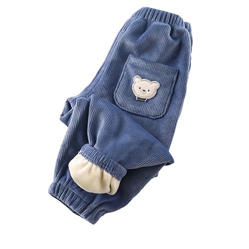 ALUCIC Baby Jungen Mädchen Lange Fleece Hosen Kinder Baumwolle Dicke Warme Herbst Winterhose Blau 80 von ALUCIC