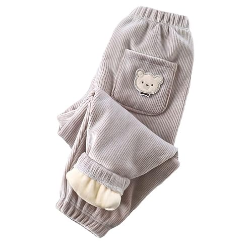 ALUCIC Baby Jungen Mädchen Lange Fleece Hosen Kinder Baumwolle Dicke Warme Herbst Winterhose Grau 100 von ALUCIC