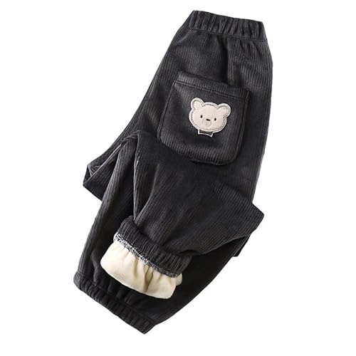 ALUCIC Baby Jungen Mädchen Lange Fleece Hosen Kinder Baumwolle Dicke Warme Herbst Winterhose Schwarz 100 von ALUCIC