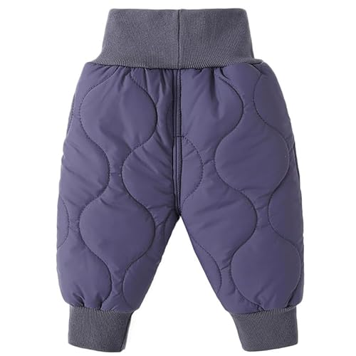 ALUCIC Baby Jungen Mädchen Warm Lange Hose Hohe Taille Daunen Baumwollhosen Winter Freizeit Verdickte Hosen Dunkelblau 68-74 von ALUCIC