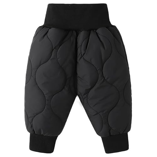 ALUCIC Baby Jungen Mädchen Warm Lange Hose Hohe Taille Daunen Baumwollhosen Winter Freizeit Verdickte Hosen Schwarz 104-110 von ALUCIC