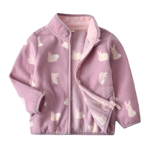 ALUCIC Baby Mädchen Fleecejacken Mäntel Oberbekleidung Reißverschluss Jacke für Frühling Herbst (Lila, 86-92) von ALUCIC