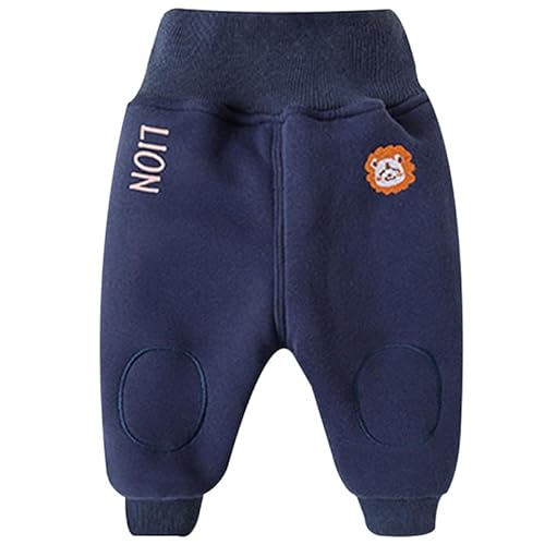 ALUCIC Baby Mädchen Jungen Warm Plüsch Lange Hose Baumwollhosen Herbst Winter Freizeit Verdickte Hosen Dunkelblau 74-80 von ALUCIC