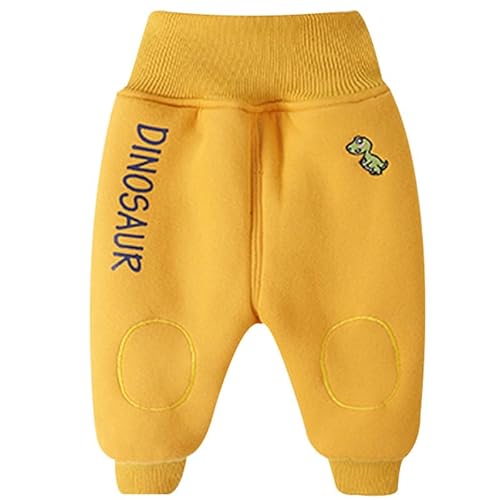 ALUCIC Baby Mädchen Jungen Warm Plüsch Lange Hose Baumwollhosen Herbst Winter Freizeit Verdickte Hosen Gelb 86 von ALUCIC