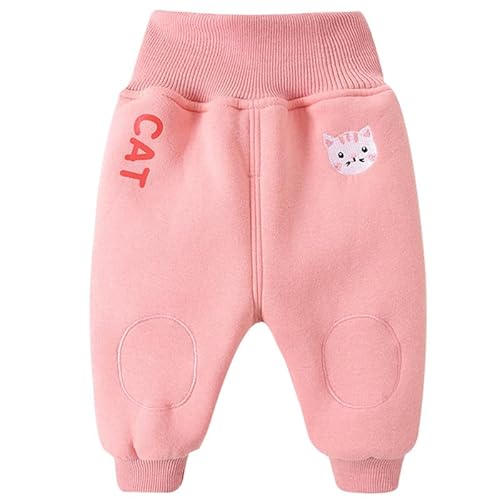 ALUCIC Baby Mädchen Jungen Warm Plüsch Lange Hose Baumwollhosen Herbst Winter Freizeit Verdickte Hosen Rosa 86 von ALUCIC