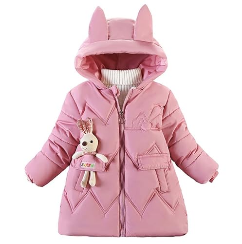 ALUCIC Baby Mädchen Winterjacke Fleece Warmer Herbst Winter Mäntel Kapuzemantel Baumwollmantel (Rosa, 104-110) von ALUCIC