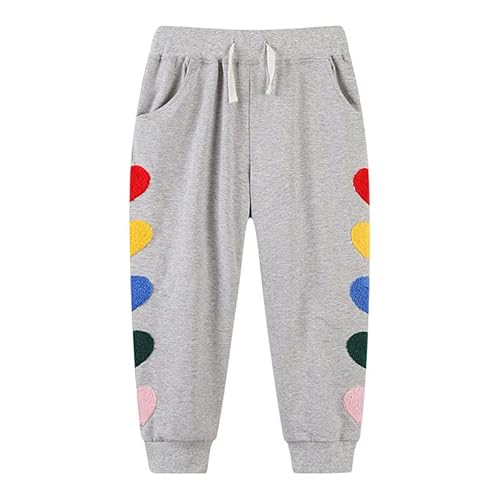 ALUCIC Kinder Mädchen Hosen Baumwolle Jogginghose Baby Sweathose Sporthose Frühling Herbst Pants(Grau, 104-110) von ALUCIC