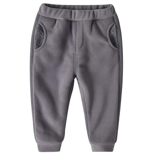 ALUCIC Kinder Mädchen Jungen Lange Fleece Hosen Herbst Winter Warme Plüsch Jogginghose Freizeithose Sweathose Baby Pants Grau 86/92 von ALUCIC