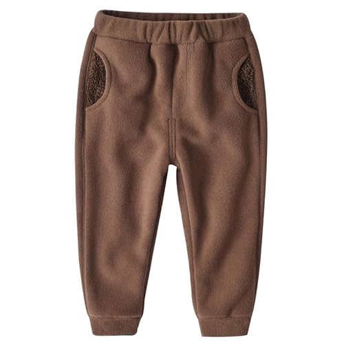 ALUCIC Kinder Mädchen Jungen Lange Fleece Hosen Herbst Winter Warme Plüsch Jogginghose Freizeithose Sweathose Baby Pants Kaffee 86/92 von ALUCIC