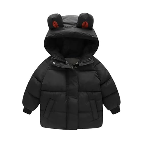 ALUCIC Kinder Mädchen Jungen Winterjacke Baby Warmer Herbst Winter Mäntel Kapuzejacke (Schwarz, 86-92) von ALUCIC