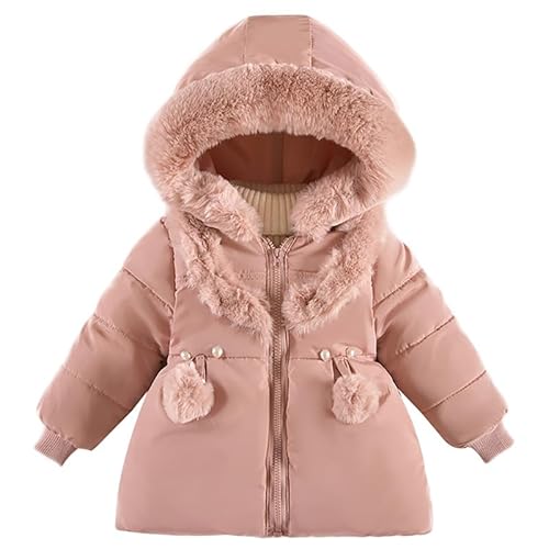 ALUCIC Mädchen Baby Winterjacke Steppjacke Kinder Fleece Warmer Herbst Winter Mäntel Kapuzemantel Baumwollmantel (Rosa, 86-92) von ALUCIC