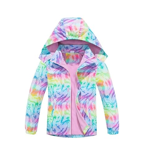 ALUCIC Mädchen Kinder Wasserdicht Jacke Übergangsjacke Fleecefütterung Warm Atmungsaktiv Winddicht Wanderjacke Outdoorjacke Kapuzejacken (Rosa, 146/152) von ALUCIC